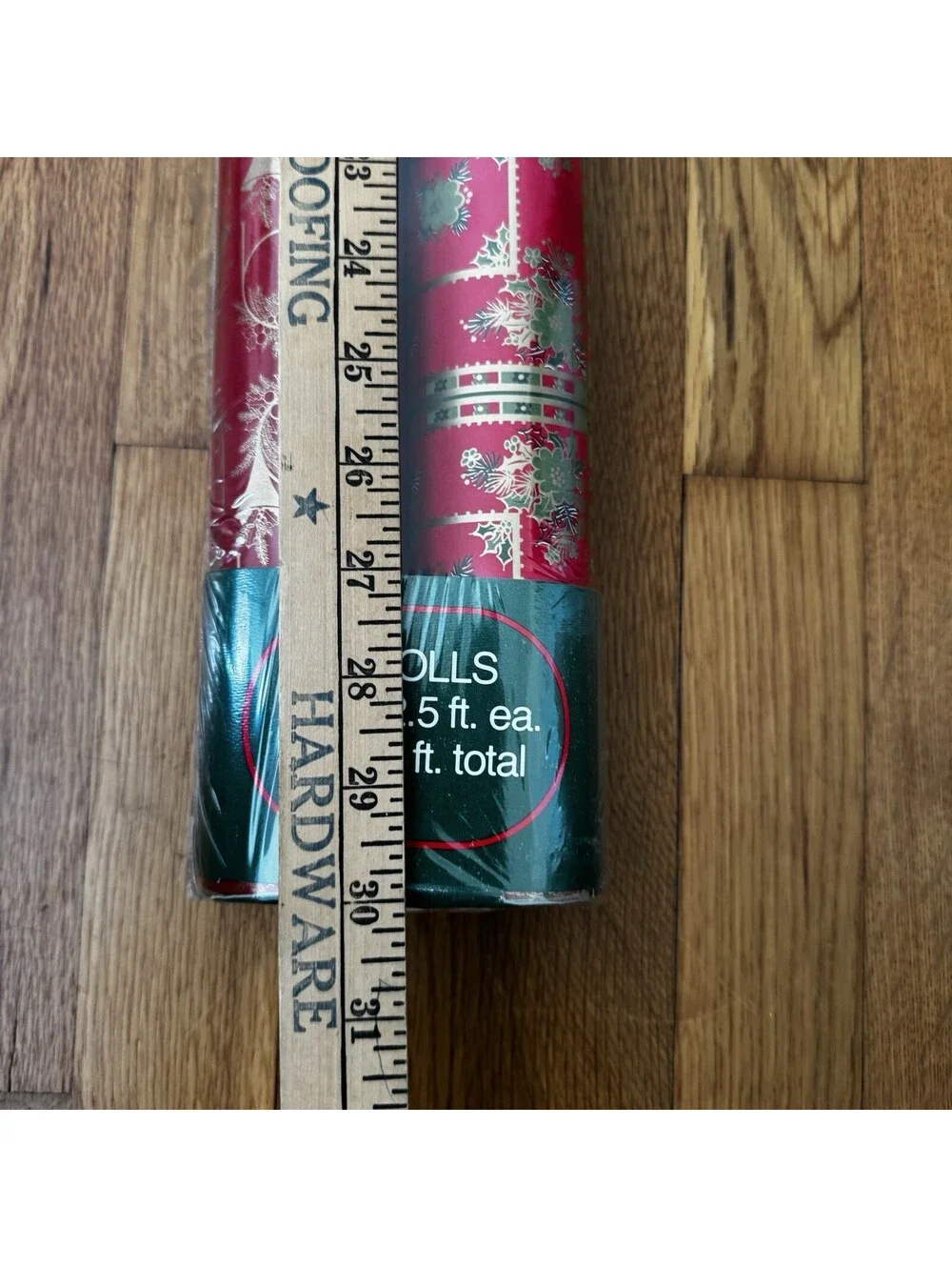Vintage Christmas Wrapping Paper Great Colors 2 Complete Rolls USA